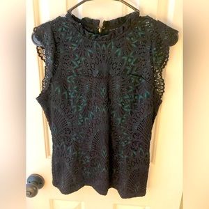 NWT White House Black Market black and green women’s tank, sz 0